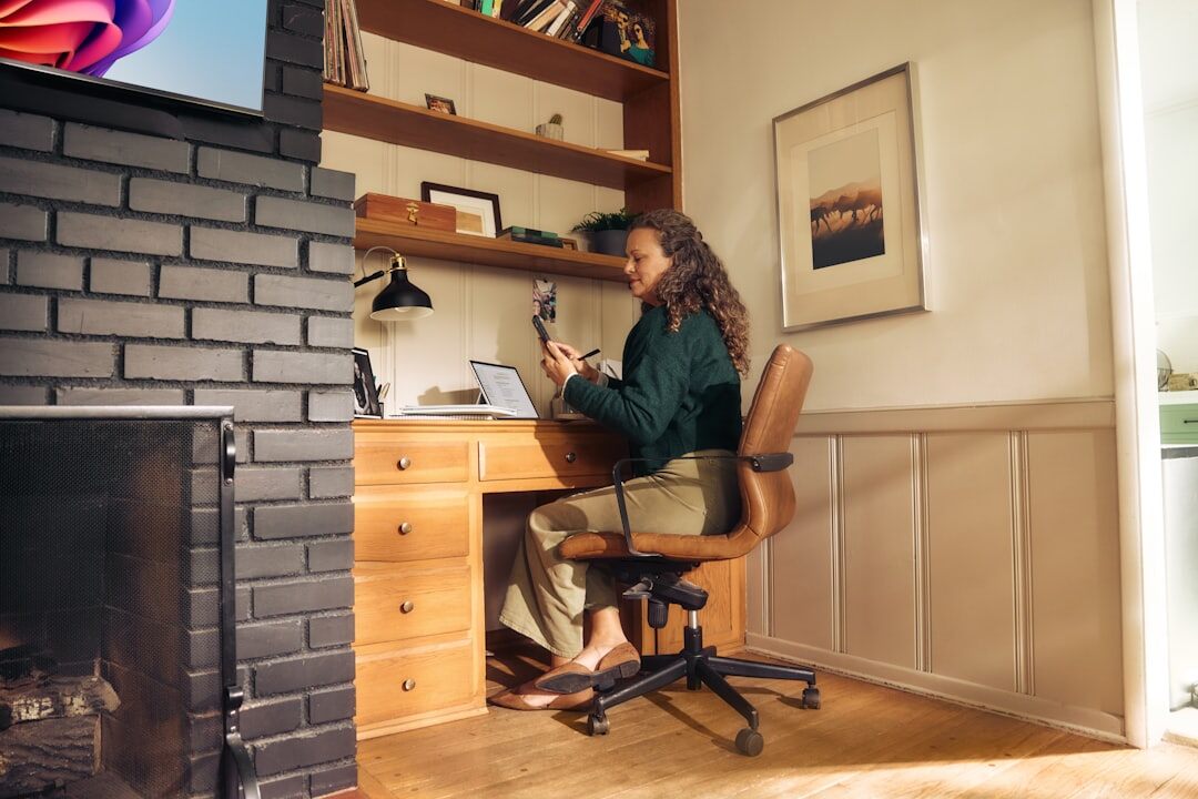 person working from home at desk